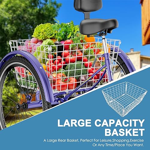 Miniatura 4 de LILYPELLE Triciclos para adultos de 7 velocidades, 3 ruedas, triciclos para adultos de 202426 pulgadas, triciclos de crucero de tres ruedas con