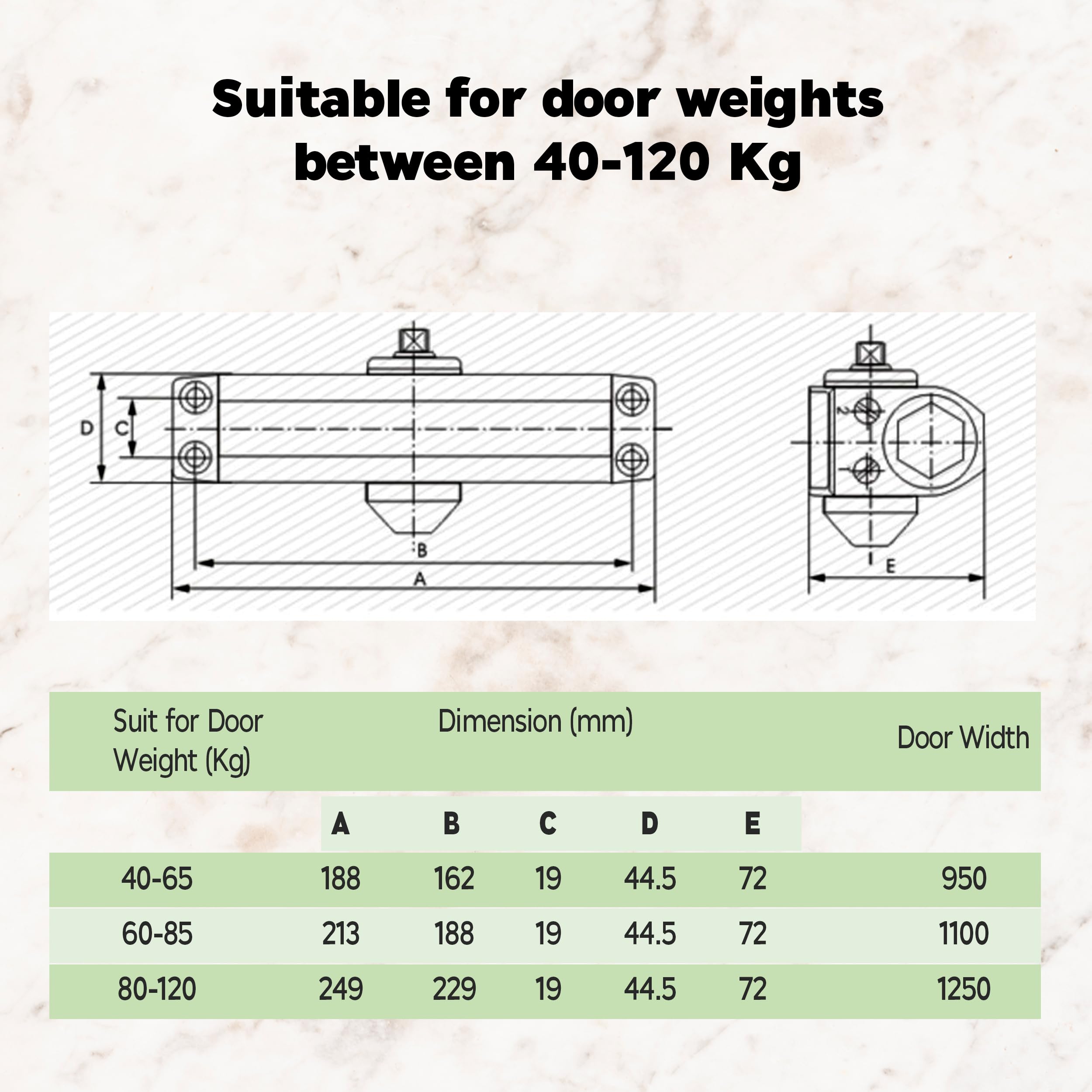 PALMAT - Cierrapuertas Hidráulico Automático – Ajustable, Cierre Automático, Ideal para Hogar y Comercial, Brazo Normal, Con Retenedor (80-120 Kg, Negro)