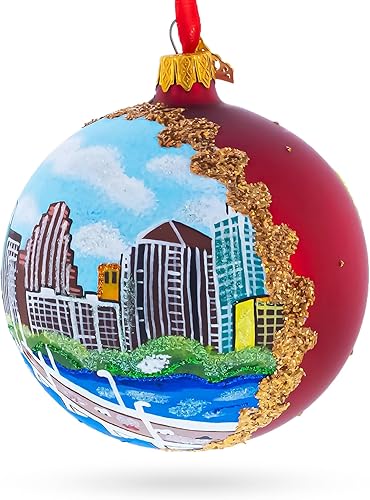 Miniatura 3 de Austin, Texas - Adorno de Navidad con bola de cristal, 4 pulgadas