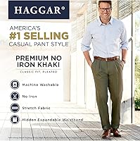 Vista 5 de Haggar Men's Premium No Iron Khaki Classic Fit Pleat Front Regular and Big & Tall Sizes