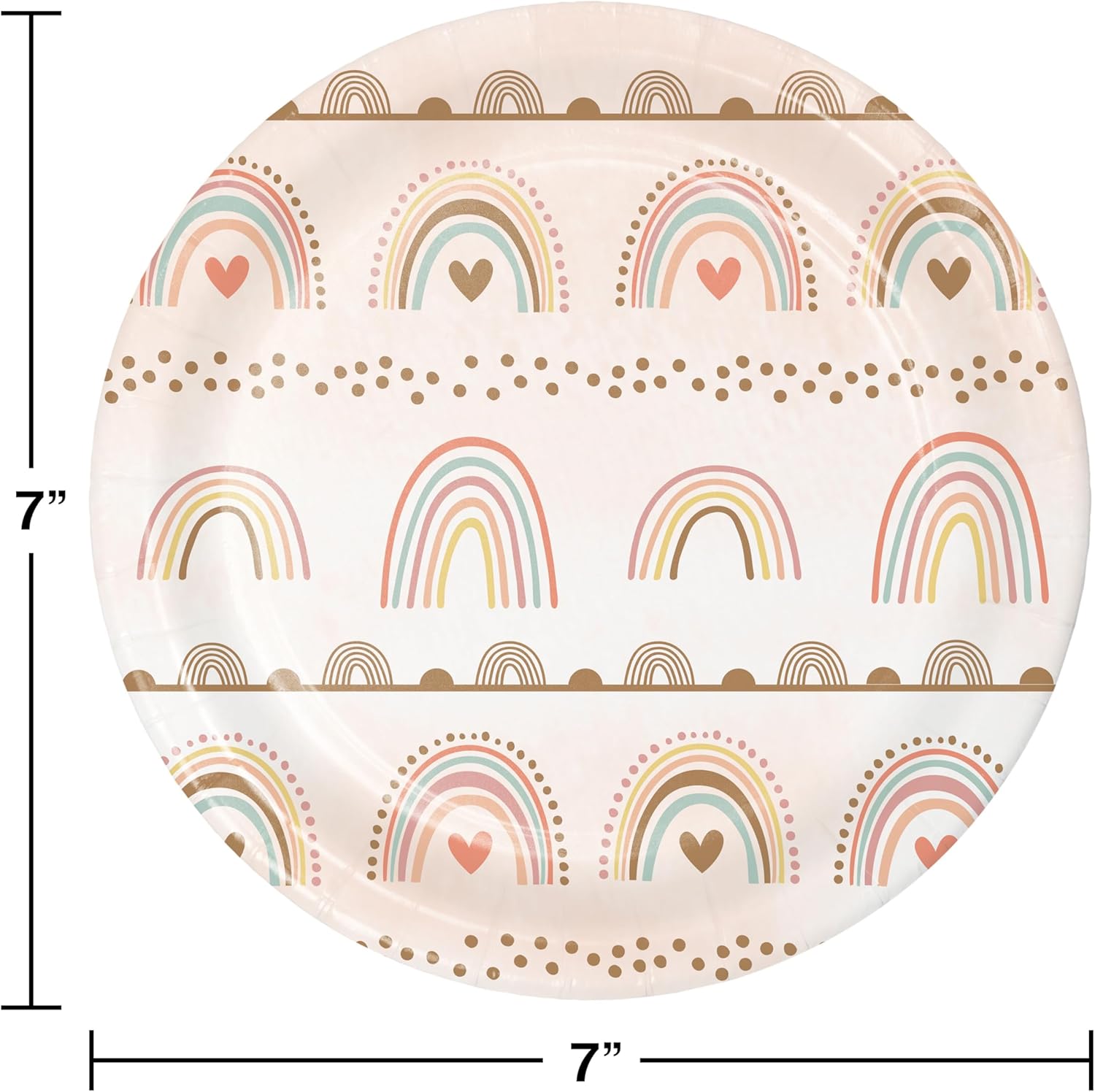 Creative Converting Boho Rainbow Party Supply Set, 66 Pieces for 16 Guests, Plates, Napkins and Decorations, Pastel Pink and Mint