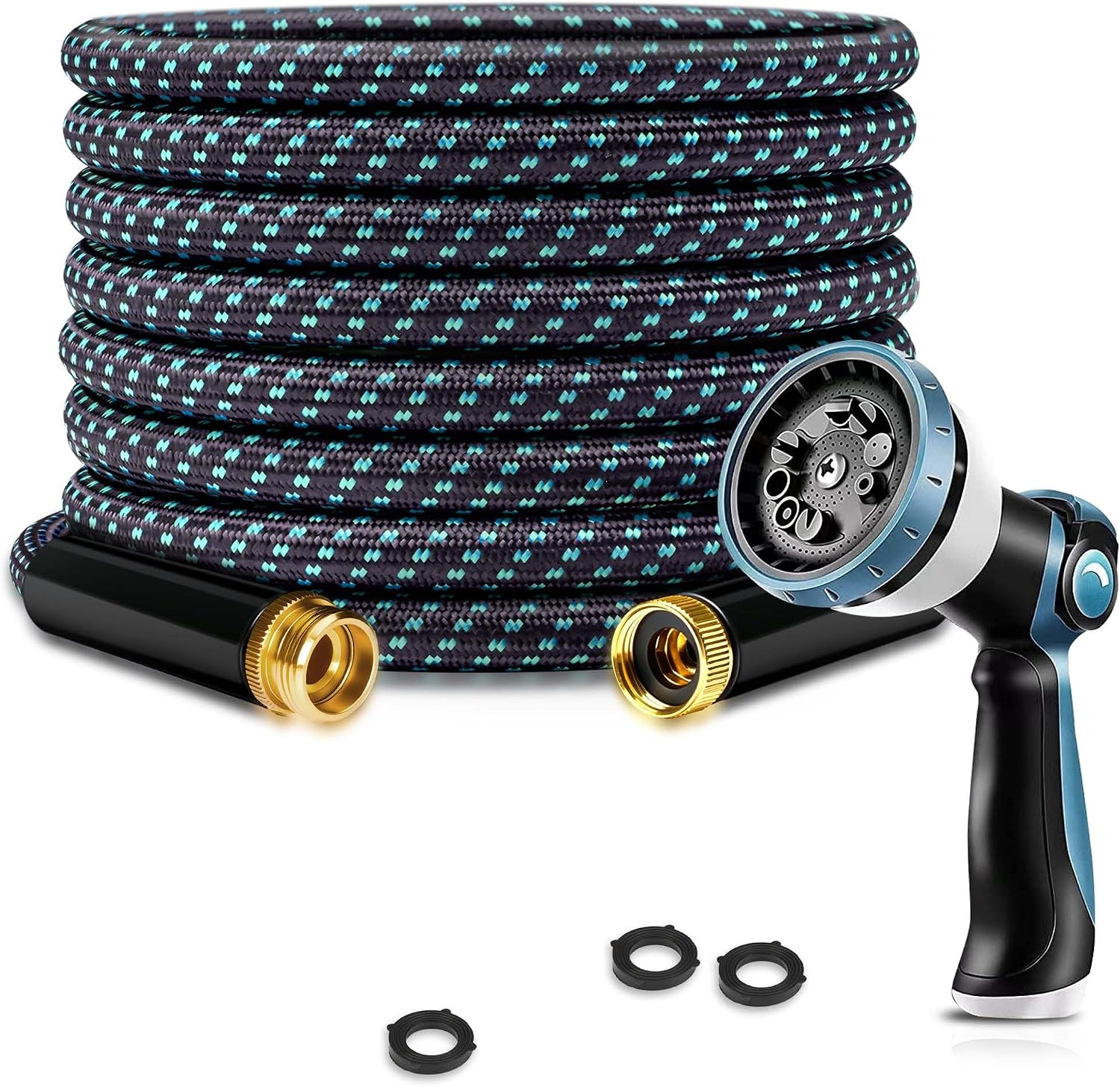 Garden Hose 25FT Lightweight Kink-Free Thick Grip Outdoor (Blue+Black)