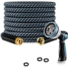 Garden Hose 25FT Lightweight Kink-Free Thick Grip Outdoor Blue+Black