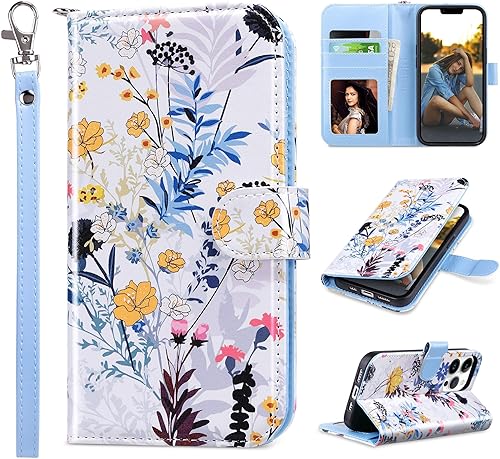 Miniatura 26 de ULAK Funda tipo cartera compatible con iPhone 13 para hombres, funda protectora con tapa de piel PU premium y función de caballete con tarjetero