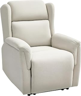 HOMCOM Relaxsessel mit Liegefunktion Verstellbarer Rückenlehne Beige | Fernsehsessel, Liegesessel Sessel, Fußstütze, TV-Sessel, Baumwoll-Leinen-Gewebe, Wohnzimmer, Schlafzimmer