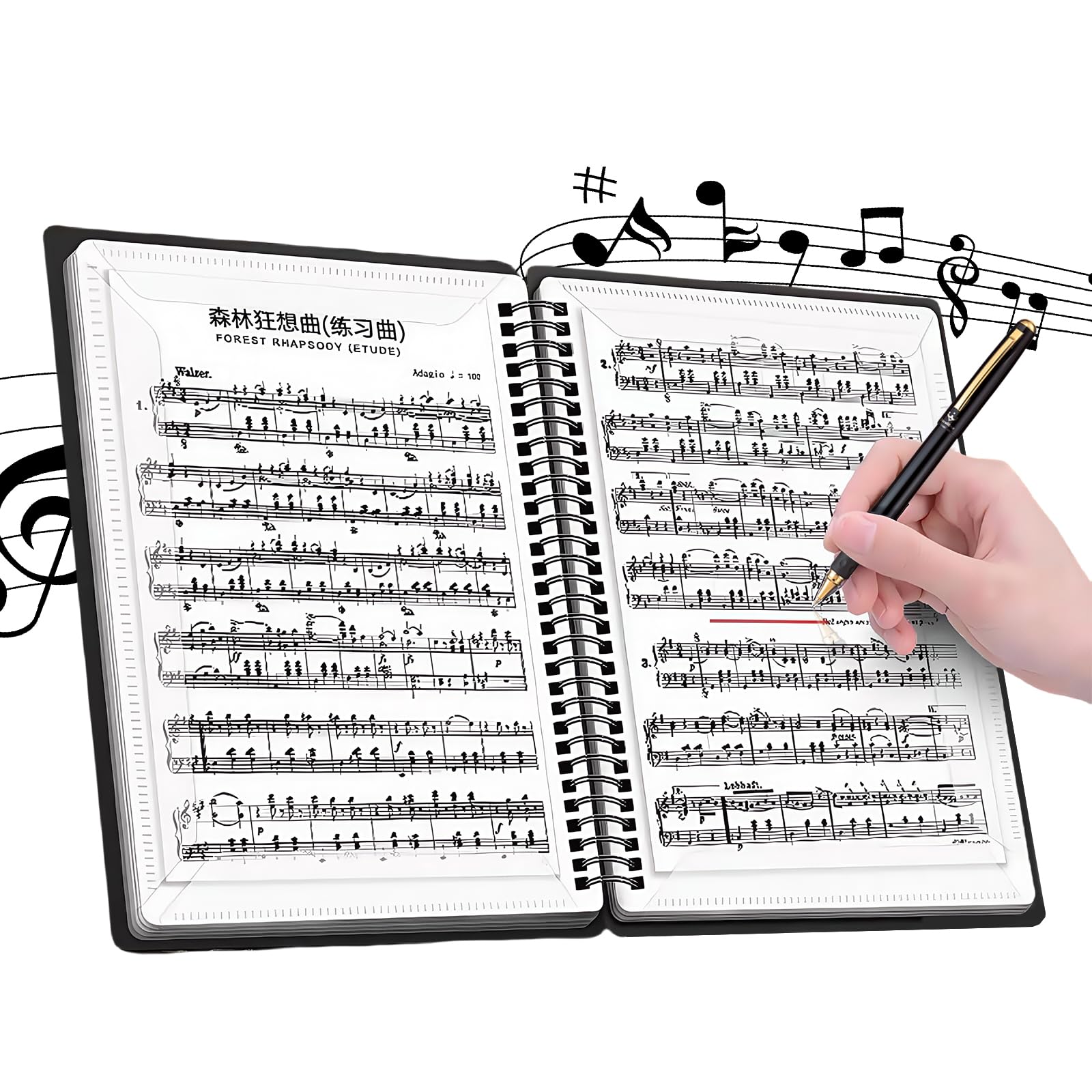 Flintronic Music File Folder A4 60 Pages, Piano Score Mark Clef Sheet, for Modern Concert Choral Musical Score, Paper, Paintings