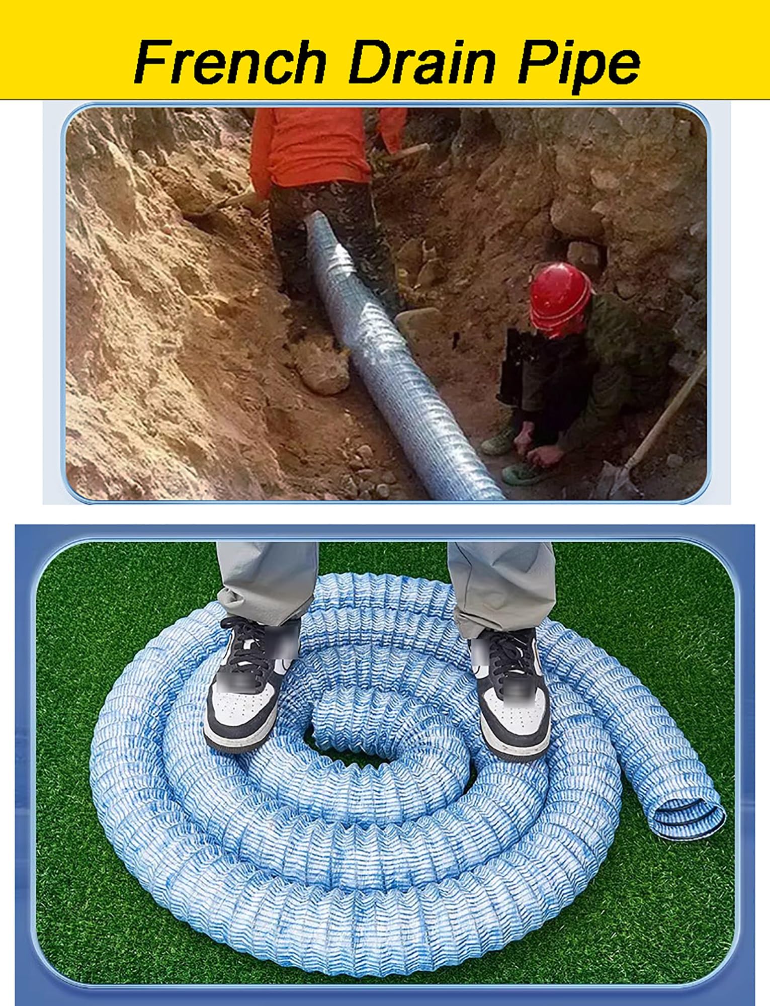 Tuyau de Drainage français, Tuyau de vidange avec Filtre Non tissé 50-200 mm 1-20 mètres(100mm,10m)