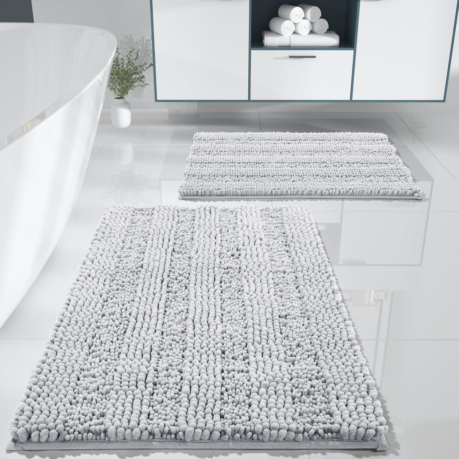 Yimobra Luxury Chenille Bathroom Rugs Sets 2 Piece, Extra Thick Non