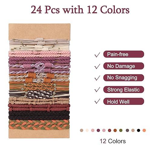 Miniatura 6 de Lolalet - Bandas elásticas para el cabello trenzado suave y suave para mujer, para cabello grueso, resistente y sin tirones, para cabello fino,