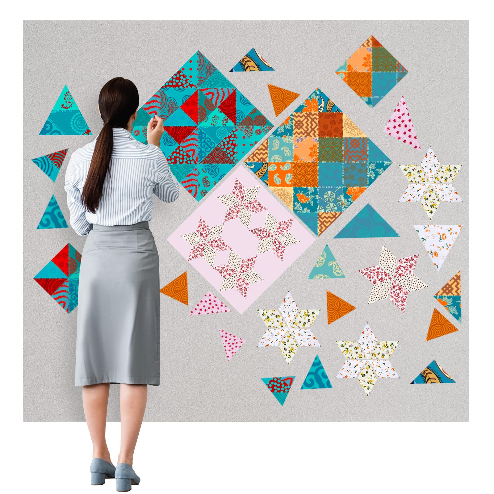 Buryeah 1 Pcs Quilt Design Wall Fabrics 72 x 60 Inches, No Grid, Gray