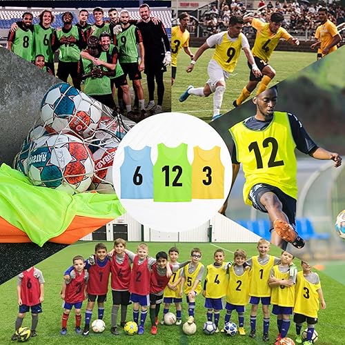 Miniatura 5 de Numbered Soccer Pinnies Scrimmage - Chaleco deportivo para entrenamiento en equipo, chaleco de práctica para adultos y jóvenes (12 piezas)