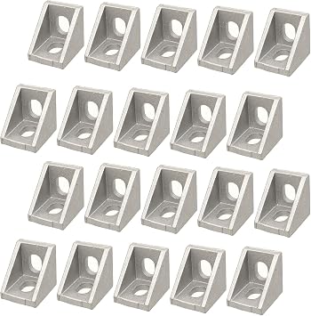 20 Pcs 2020 Corner Bracket Right Angle 20Series 2 Hole Aluminum Brackets for Aluminum Extrusion Profile with Slot 6 mm