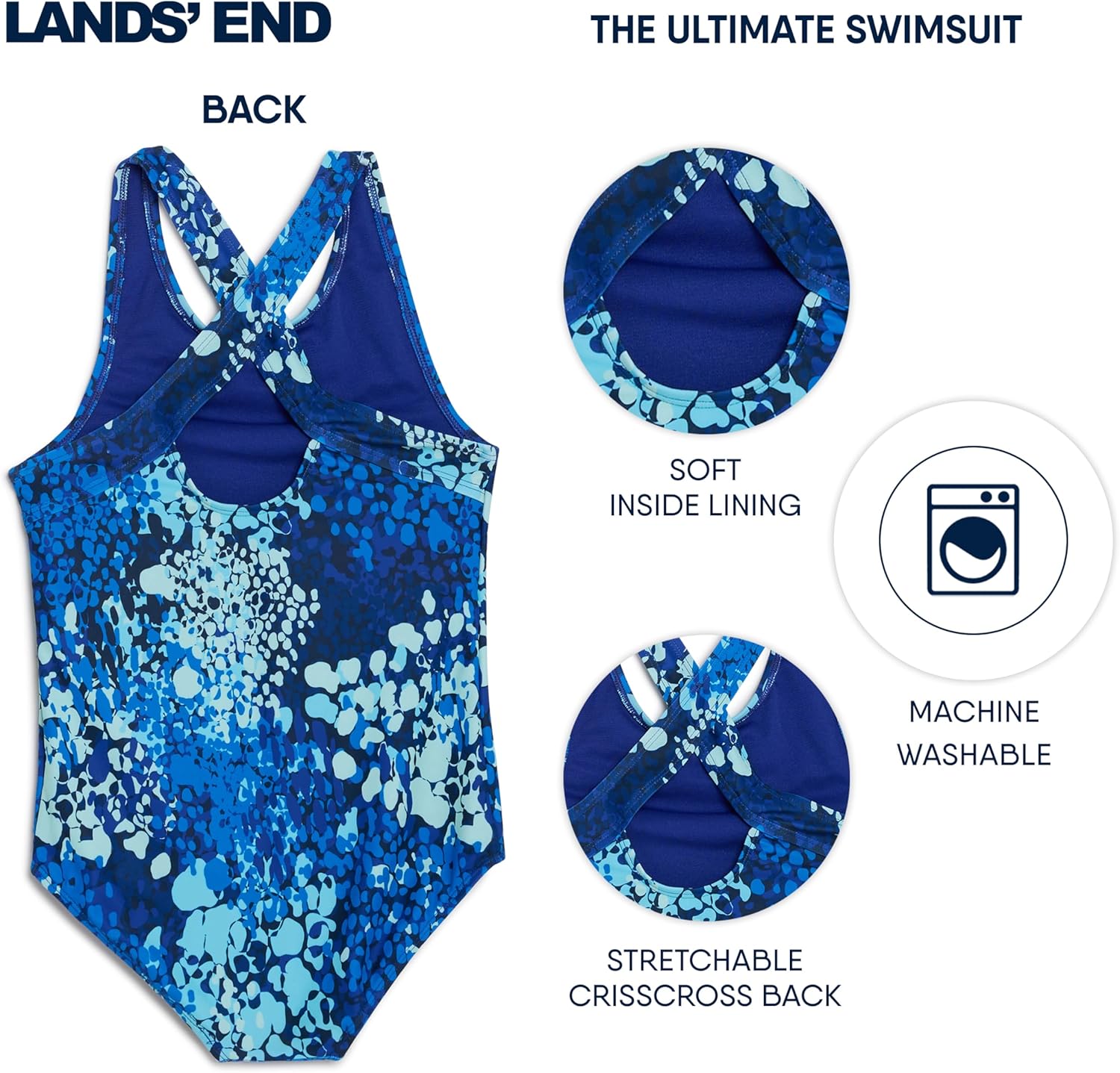 Lands' End Girls' UPF 50+ Stretch Crisscross Back One Piece Swimsuit - Image 3