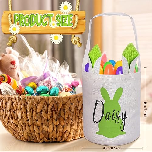 Miniatura 2 de VAPCUFF - Canastas de Pascua personalizadas para niños, cesta de Pascua para huevos de Pascua, cesta de conejo de Pascua, cesta de caza de huevos de