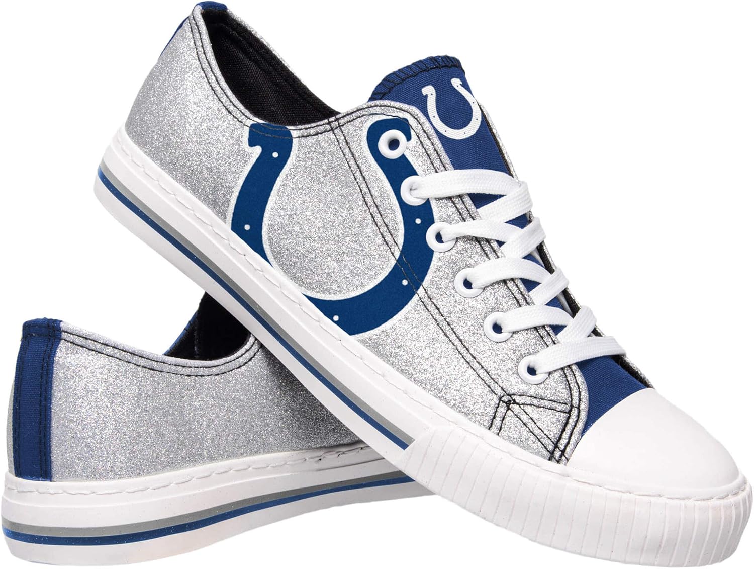 FOCO Women's NFL Team Logo Ladies Fashion Glitter Low Top Canvas Sneakers Shoes Dallas Cowboys Shoes-10/XXL