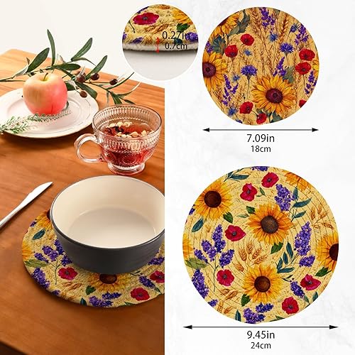 Miniatura 80 de Trivets for Hot Dishes Pots and Pans 2 PC Pot Holders Heat Resistant Cotton Round Potholders for Kitchen Countertop Decorative Autumn Maple Leaves