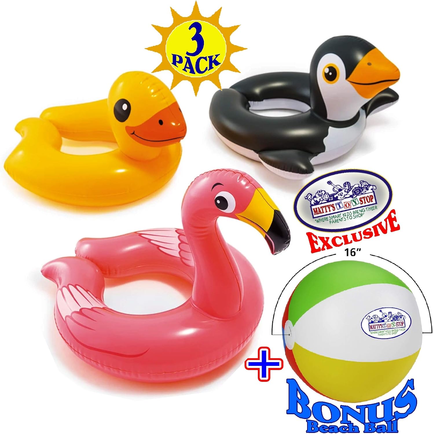 Intex Animal Split Ring Pool Floats Duck, Flamingo