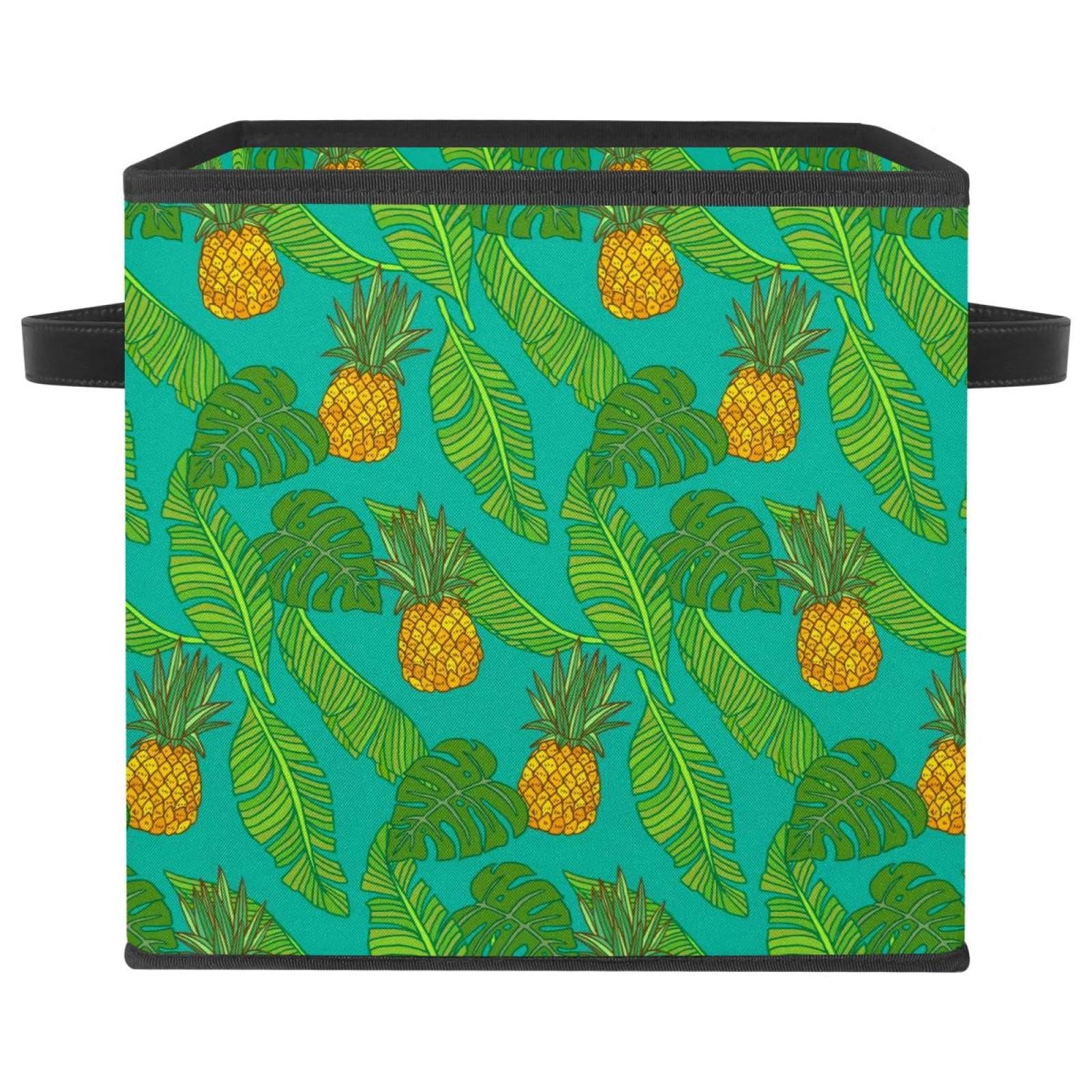 Bac de rangement pour jouets et livres enfants motif tropical