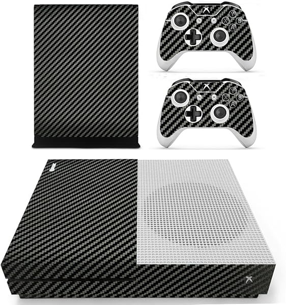 DOTBUY Vinyl Decal Full Body Skin Sticker For Microsoft Xbox One S Console And 2 Controllers And Kinect 2.0 (Carbon Fiber Black) - 1