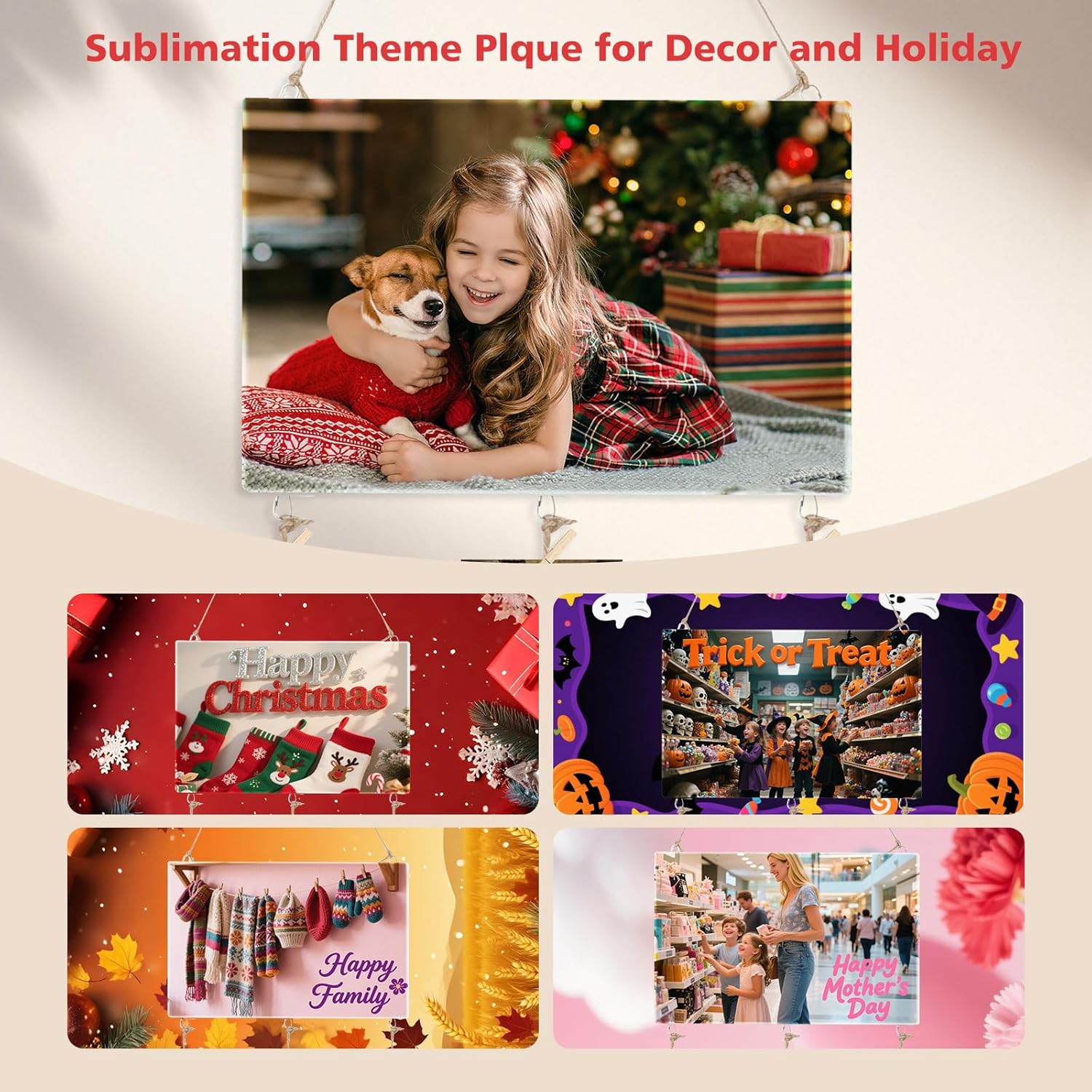 Sublimation Glass Blanks 10 PCS 8X12 Inch Hanger Display Picture Plaque for Wall Decoration