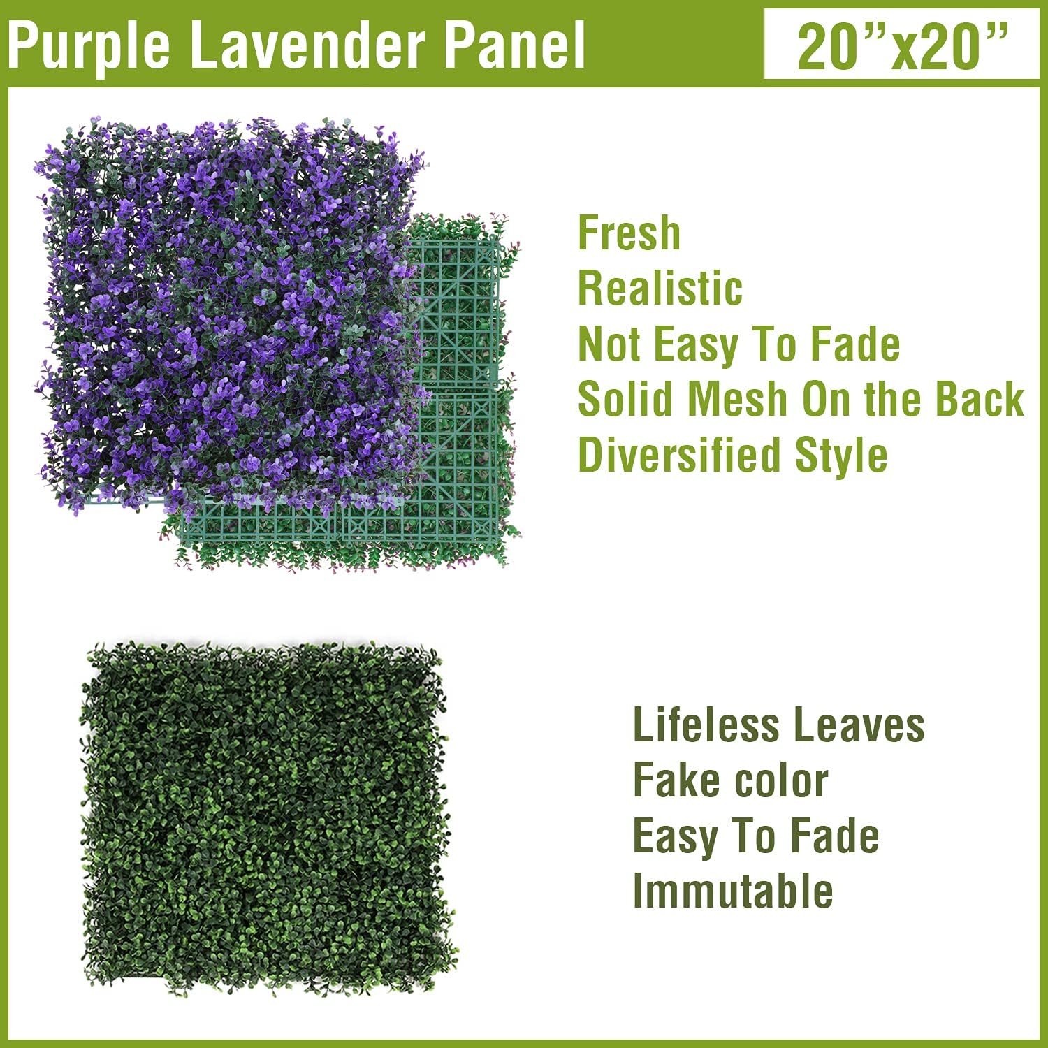 6PCS 20''×20'' Artificial Boxwood Panels Topiary Hedge Plant Privacy Screen Faux Ivy Greenery Grass Backdrop Wall Décor UV Protected for Outdoor Indoor Garden Fence Backyard