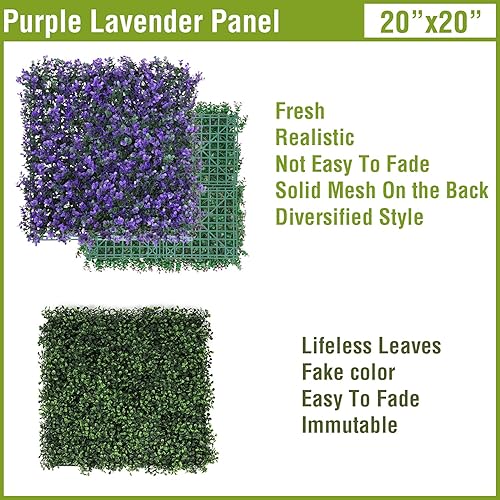 Miniatura 6 de FLORALEAF 10 paneles de boj artificiales de 20 x 20 pulgadas, pantalla de privacidad para plantas de seto topiario, hiedra sintética, telón de