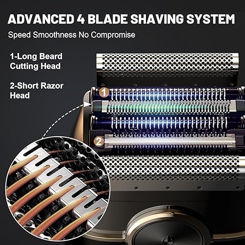 Miniatura 4 de Afeitadoras eléctricas de aluminio para hombres Mini maquinilla de afeitar eléctrica con 4 cuchillas flotantes y pantalla LED grande - Afeitadora de