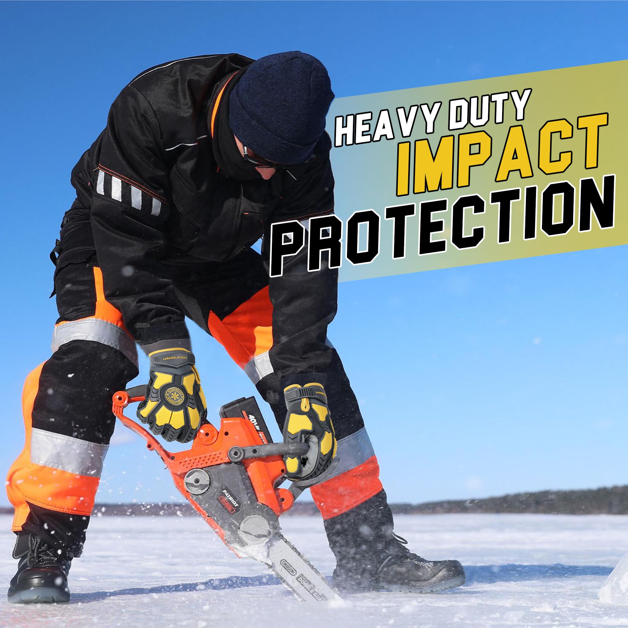 HANDLANDY Winter Cut Resistant Work Gloves for Men Padded Thermal Insulated Heavy Duty Impact Glove for Cold Weather (Yellow-Insulated - Image 4
