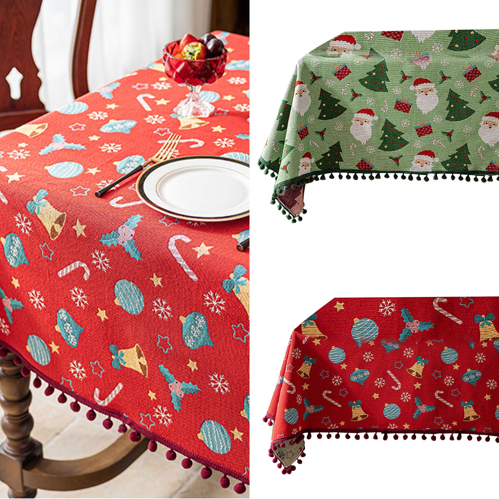 Nappe de table réutilisable et anti-déversement - Plusieurs tailles pour fête de Noël