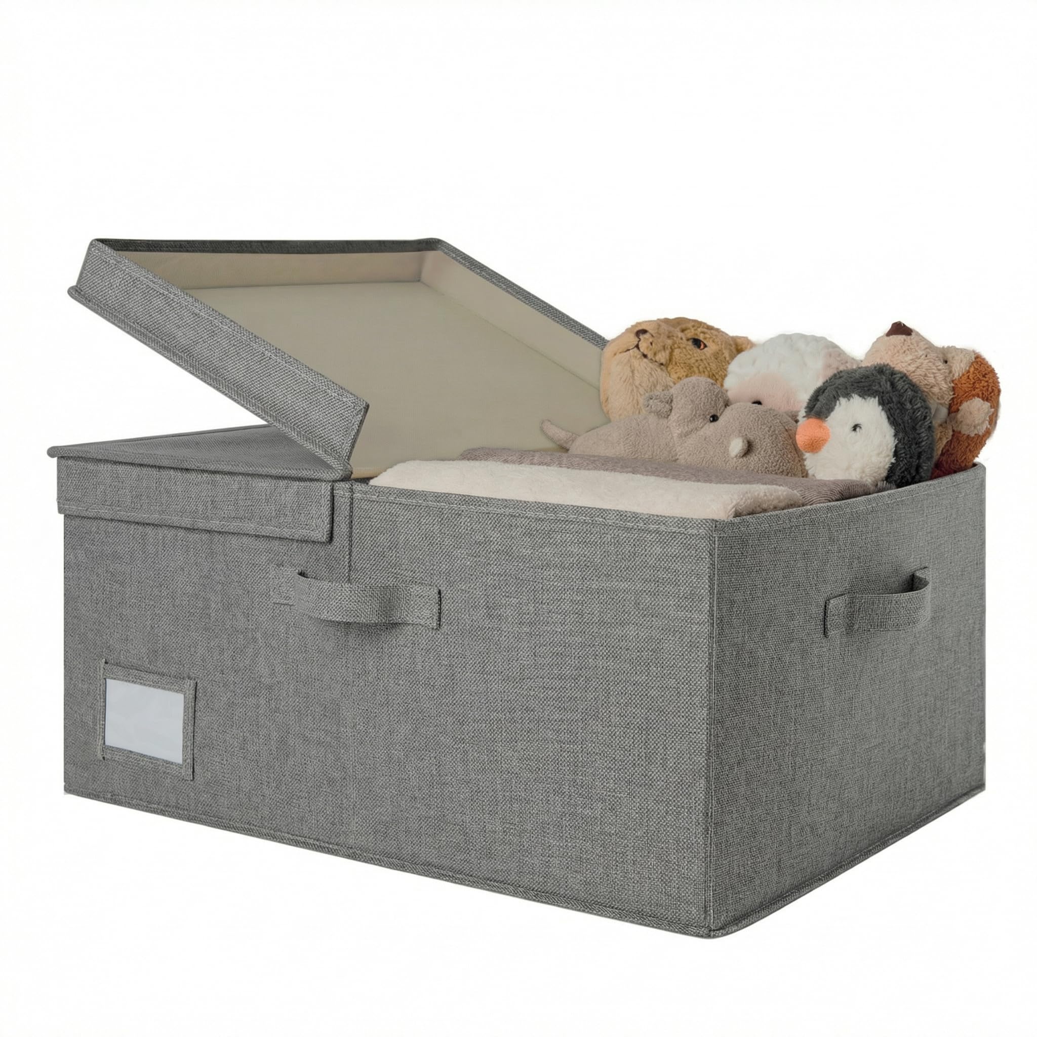 GRANNY SAYS Aufbewahrungsbox mit Deckel Faltbar, 1 Stück Dekorativ Aufbewahrung Box Stoff, Schrank Stoffkorb mit Deckel, Große Aufbewahrungsbox, Kiste Aufbewahrung für Kleidung Spielzeug, Dunkelgrau Küche, Haushalt & Wohnen