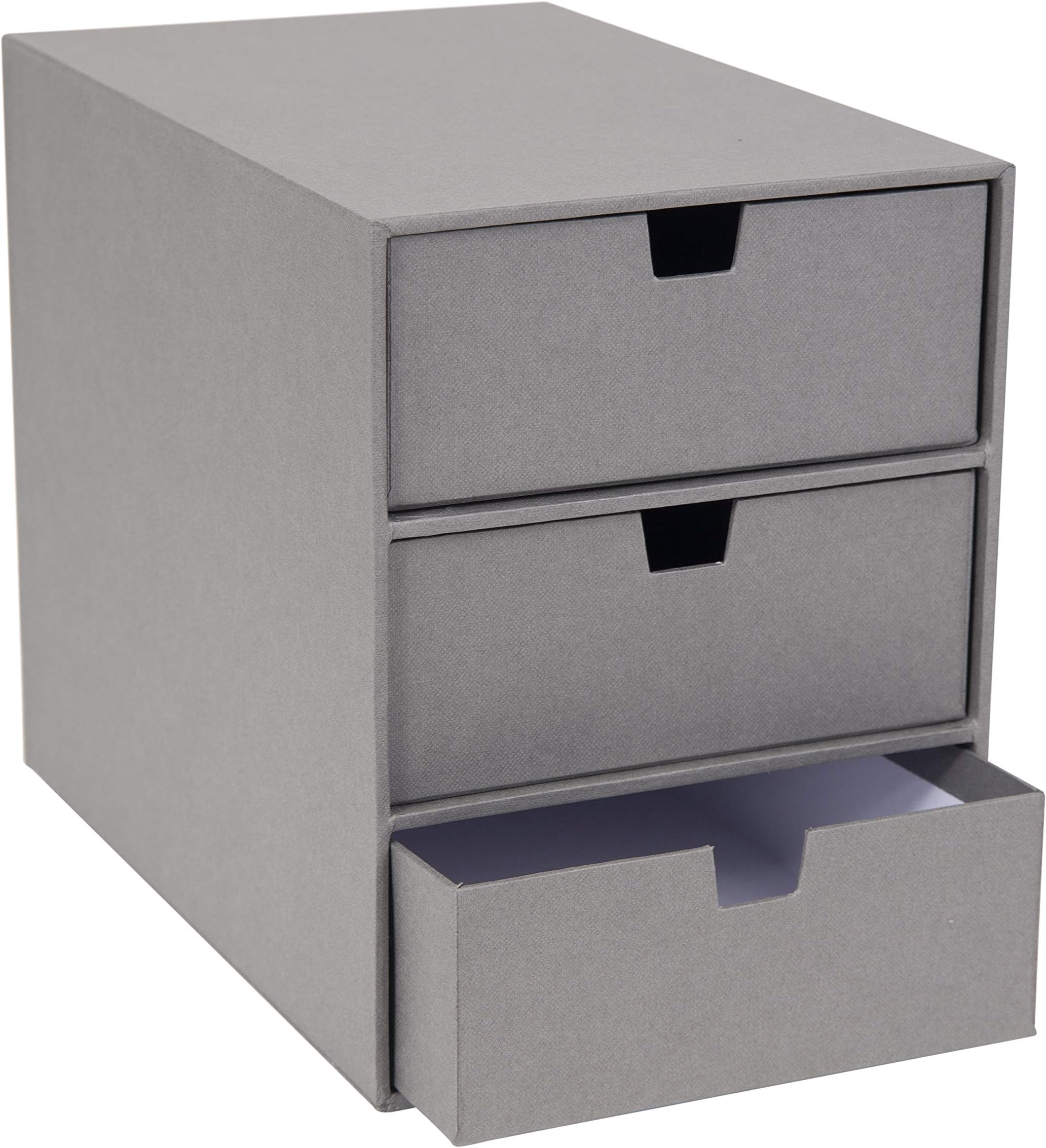 Ingrid 3-Drawer Fiberboard Desk Organizer Drawers | Durable Desk Storage Organizer for Office Supplies & Accessories | Stackable Desktop Drawers | 6.3" x 9.9" x 8.1" | Light Grey