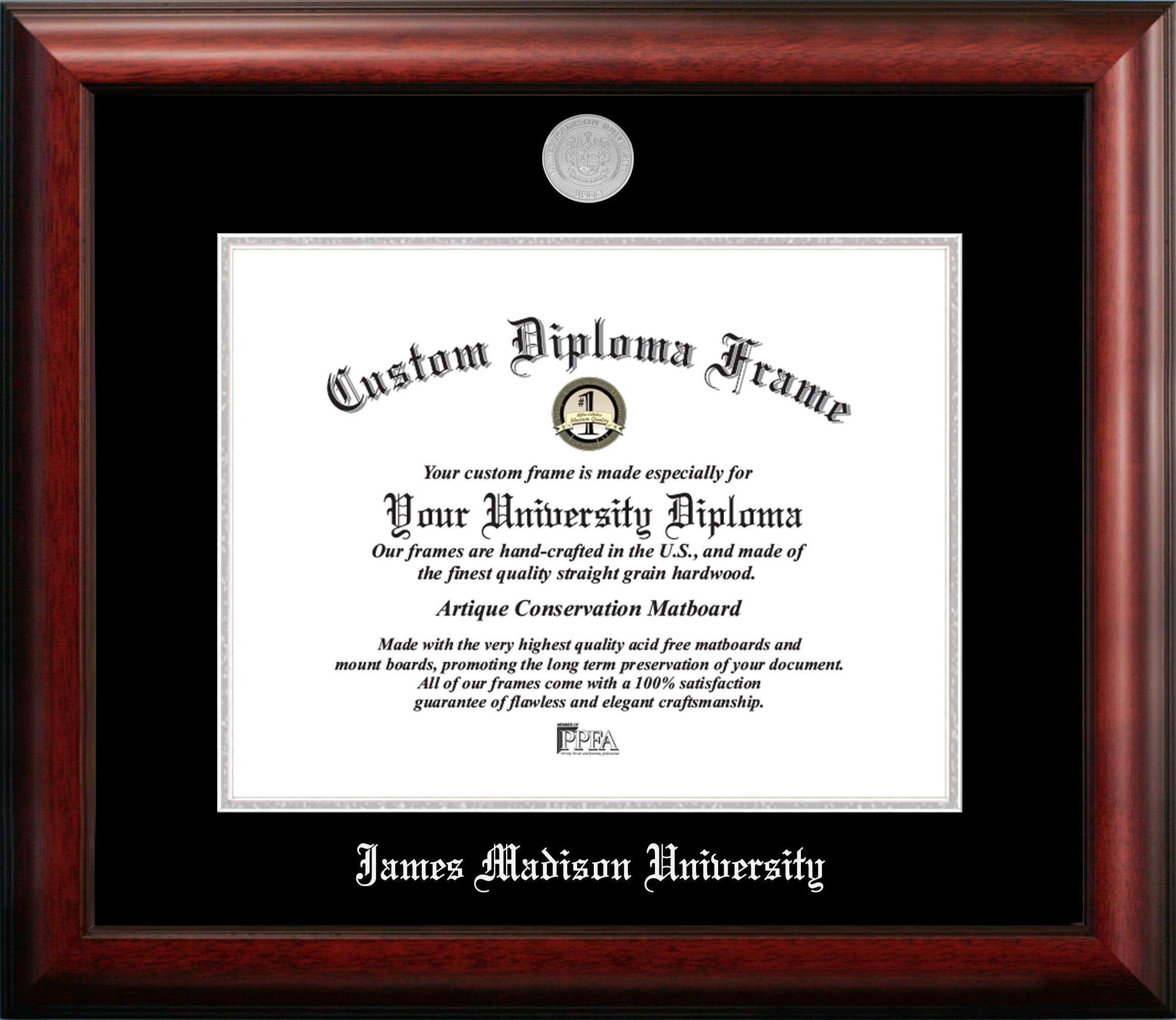 Campus Images NCAA James Madison Dukes Unisex Silver Embossed Diploma Frame James Madison University 16W x 12H Silver Embossed Diploma Frame, Brown, One Size