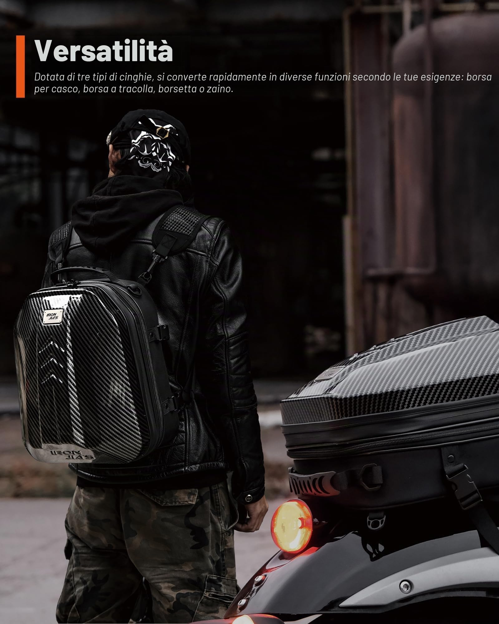 Grapelet borsa posteriore impermeabile per moto Custodia rigida ABS casco Spazio espandibile 24L-35L