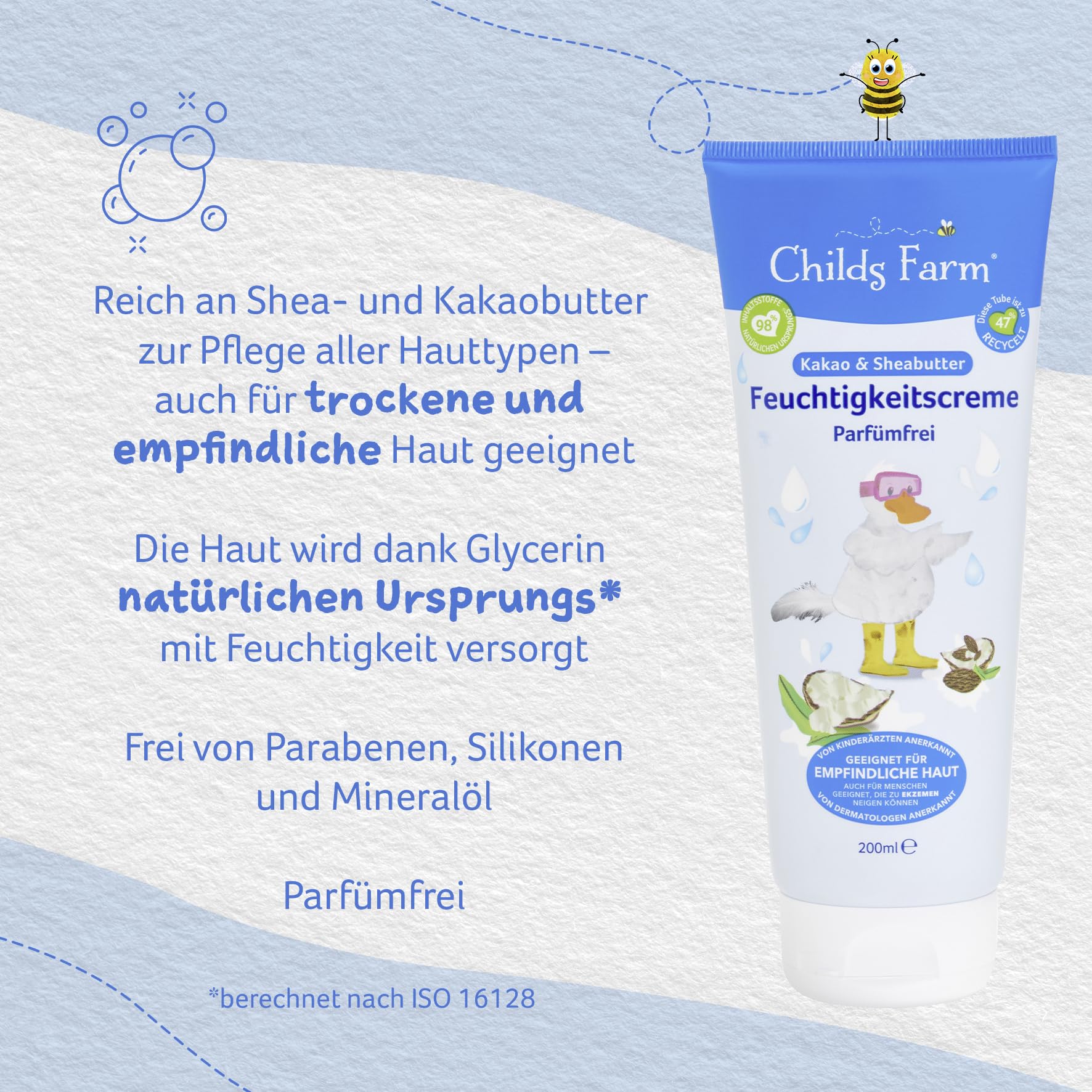 Childs Farm Krem nawilżający dla dzieci 200 ml, nie zawiera perfum, uspokaja i nawilża | nadaje się do skóry suchej, wrażliwej i skłonnej do atopowego zapalenia skóry