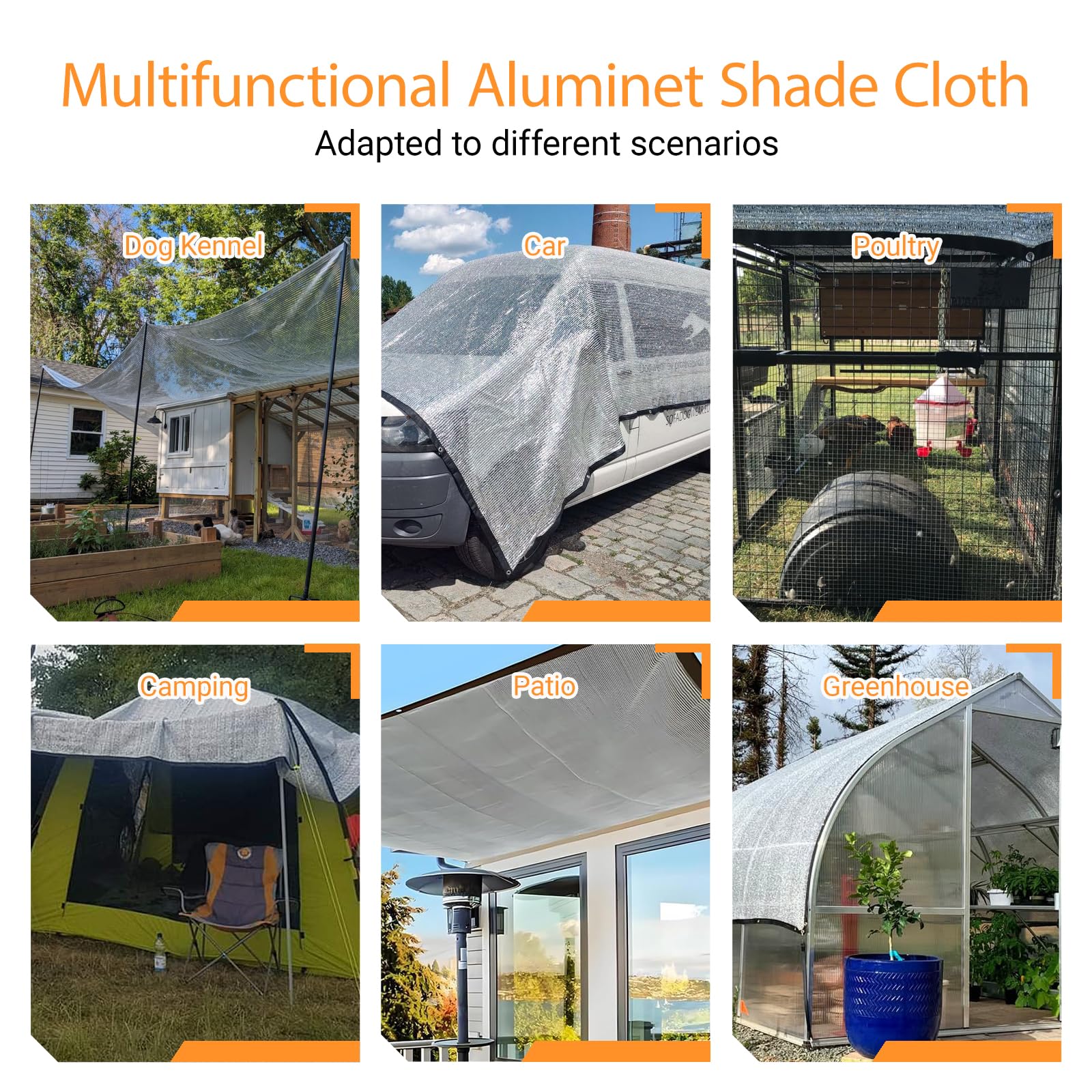 Rete Ombreggiante Riflettente in Aluminet 85% con Occhielli 3 x 7,6 m | Telo di Protezione Solare con Occhielli per Giardino, Auto, Pollaio, Cuccia per Cani, Esterno, Pergola, Patio, Campeggio