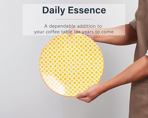 Miniatura 5 de ONEMORE Juego de 6 platos llanos coloridos de porcelana de 10.5 pulgadas, aptos para microondas, horno y lavavajillas, platos de cerámica grandes