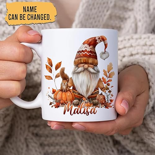 Miniatura 7 de Hyturtle Taza de gnomo personalizada para los amantes de los gnomos en cumpleaños o Navidad, regalos de gnomos para mujeres, taza de gnomo de otoño