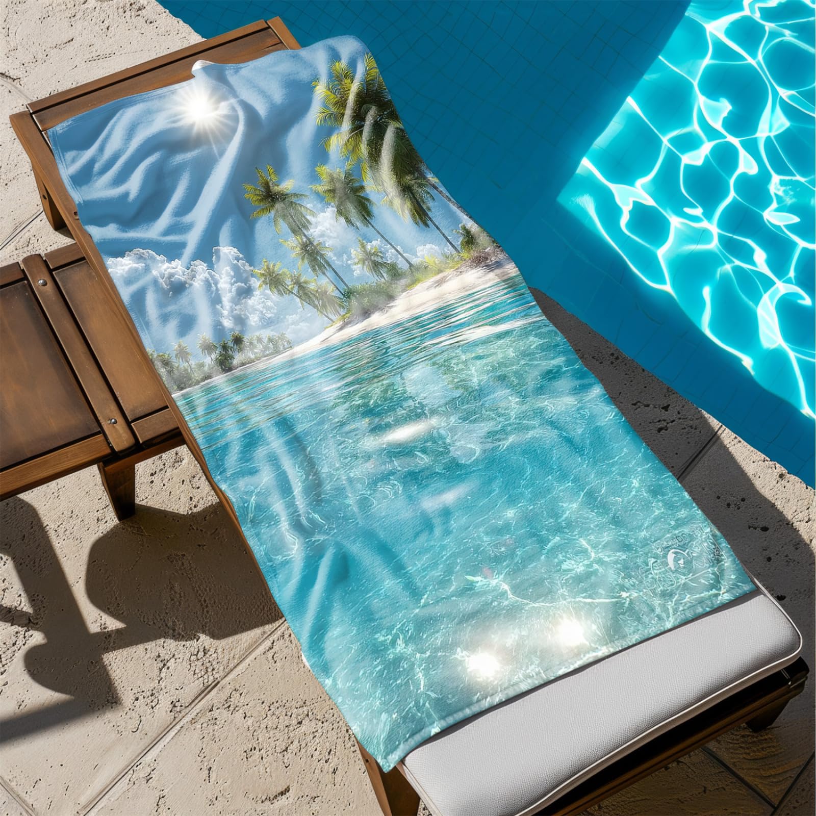 Beach Towel Green Ocean Sky Microfibre Towel for Women Men,Gym Towel for Travel Swim Camping,Quick Fast Dry,Travel Essentials,Swimming