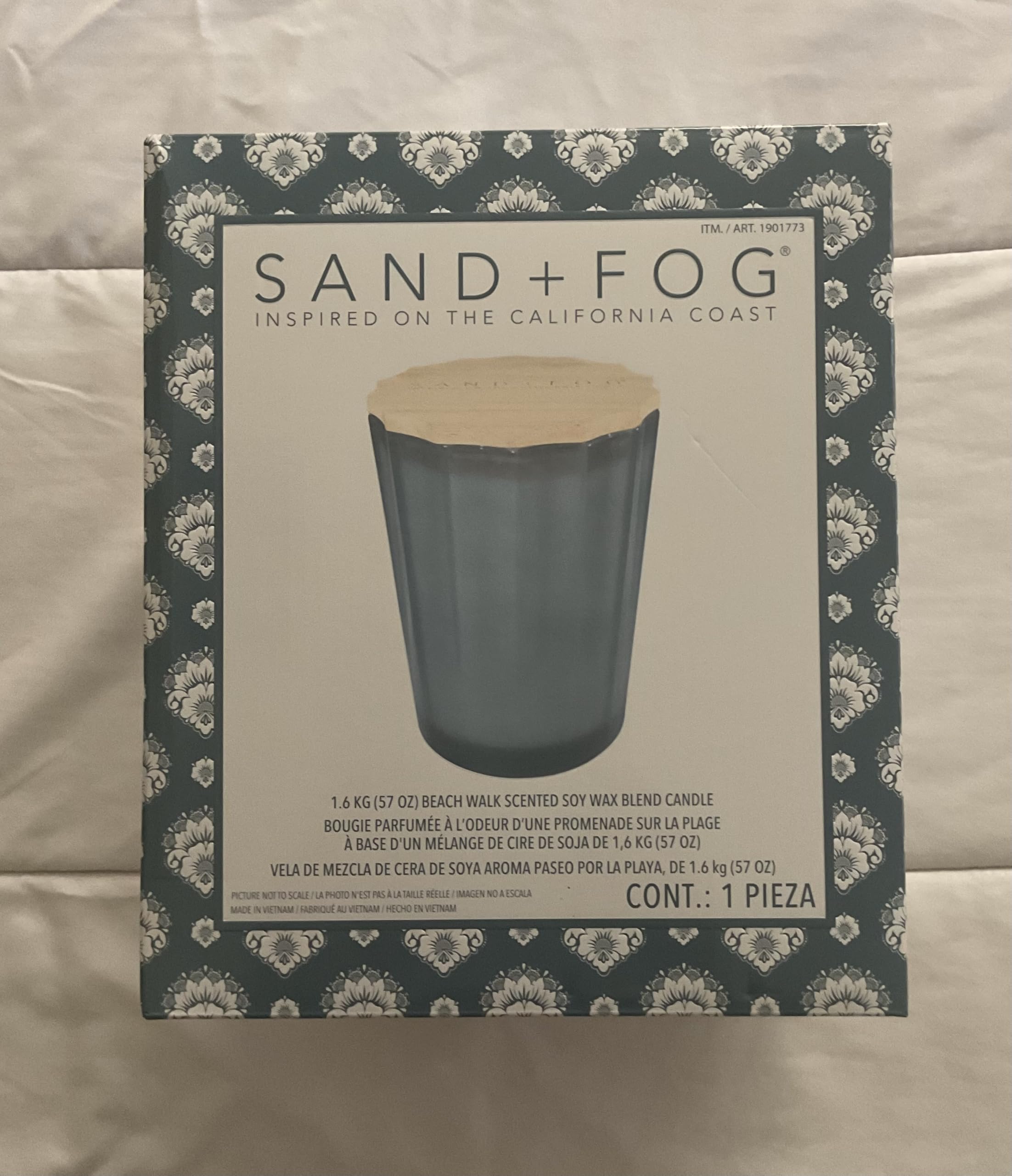 Sand+Fog Beach Walk Scented Soy Wax Blend Candle, 57 oz, with Wood Lid and 3 Cotton Wicks thumbnail 2
