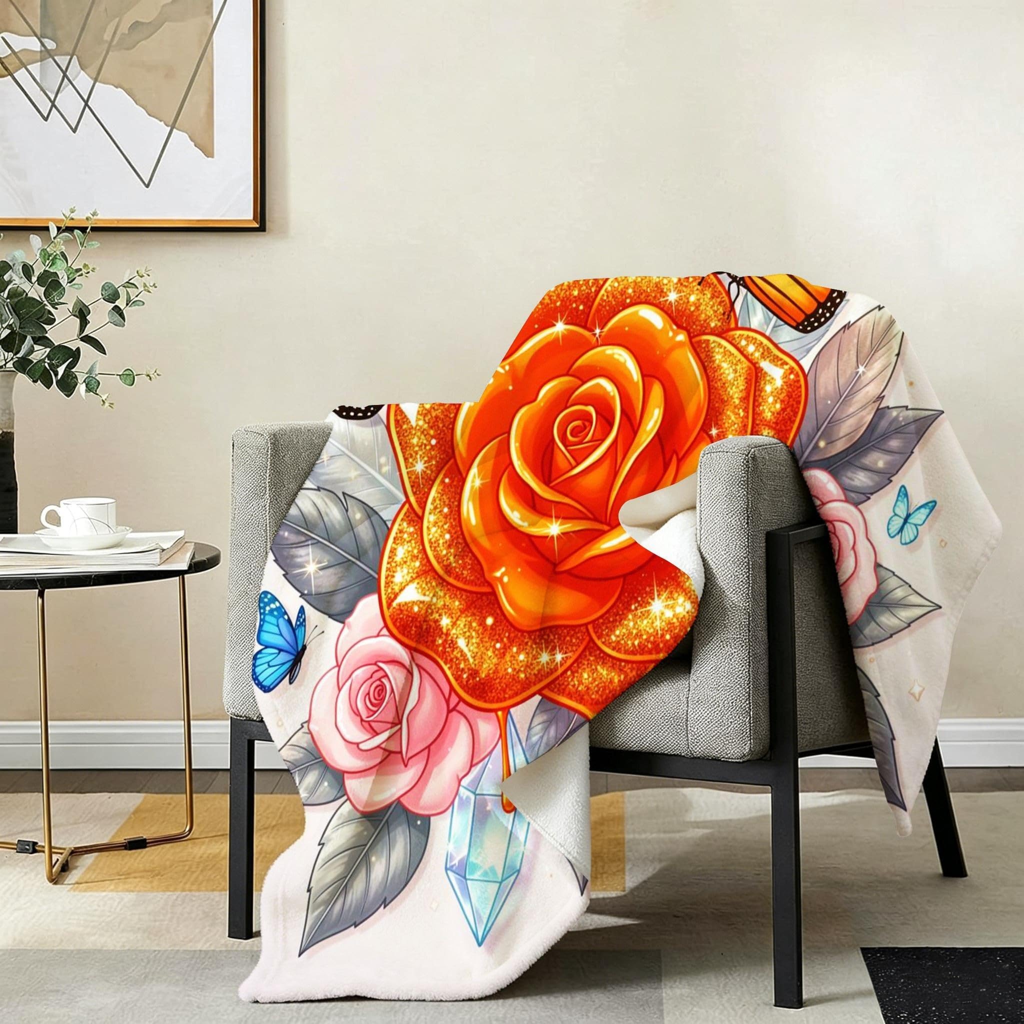 Manta Entretiempo Grande, Flor Naranja, 220x240 cm, AQ8723