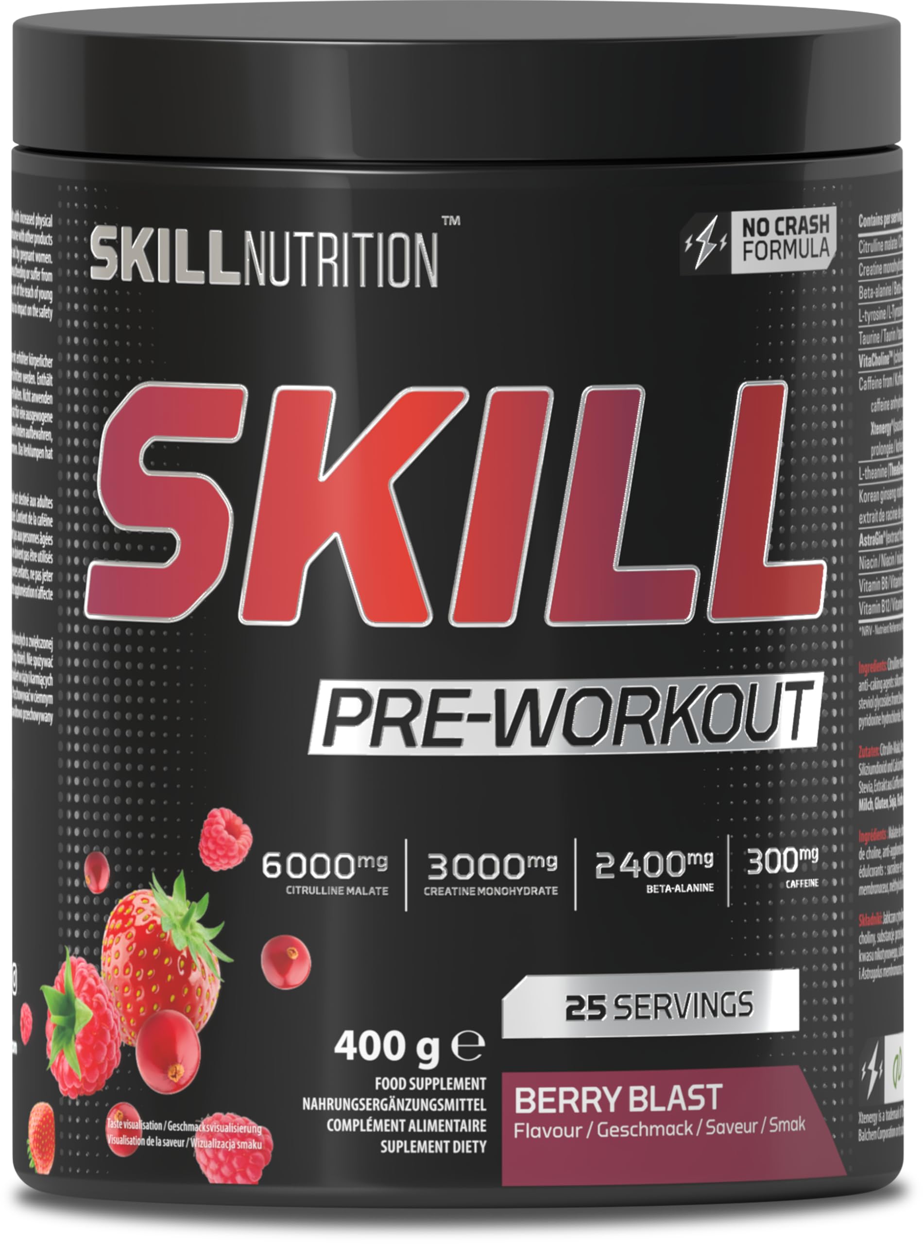 Skill Nutrition Skill Pre-Workout, Berry Blast - 400-412G