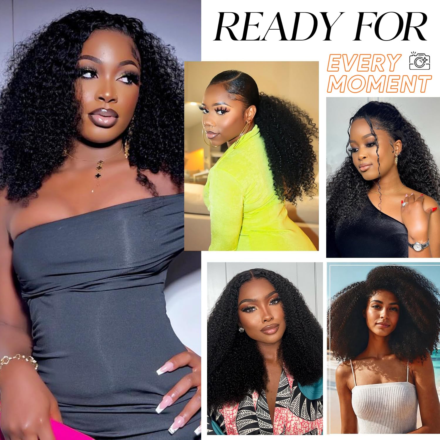 Oxeyegirl 20 Pouces 9x6 Kinky Curly Perruque Femme Naturelle Brésilien 180% Densité Perruque Cheveux Humain Afro Bouclée Sans Colle Deep Wave Glueless Wear and Go Wig Human Hair Pre Plucked Pre Cut