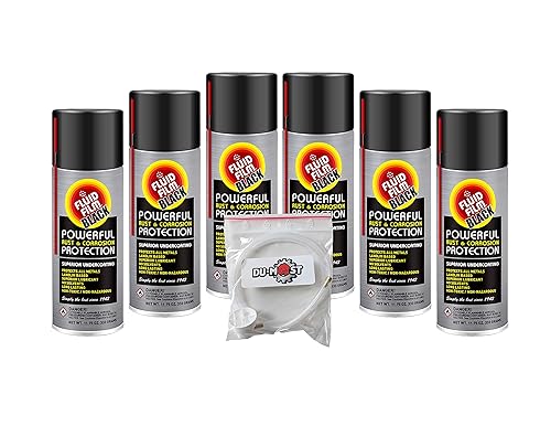 Fluid Film Negro 6 latas de aerosol con manguera y boquilla de extensión DU-Most de 2 pies prevención de corrosión de larga duración penetrante y