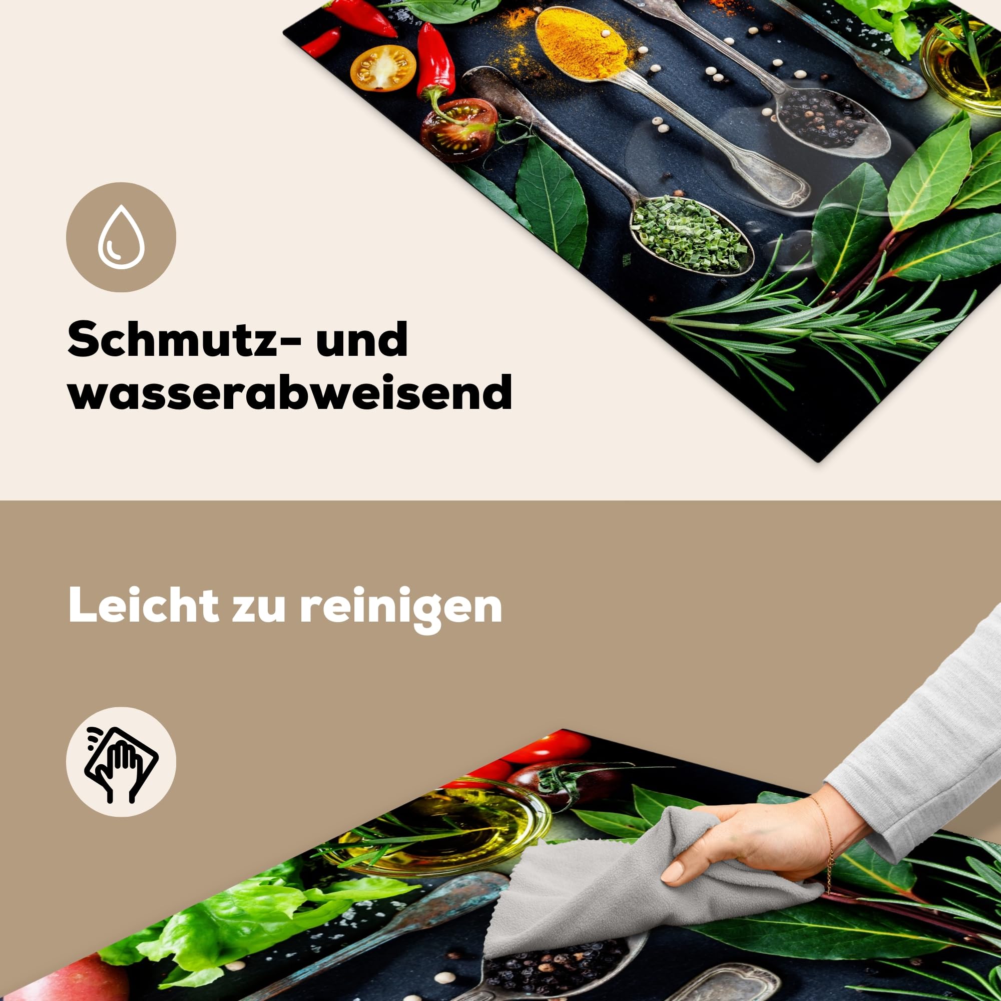 Bureau onderlegger - Lepels in een Rondje met Kruiden en Specerijen - 80x40 cm - 2 mm