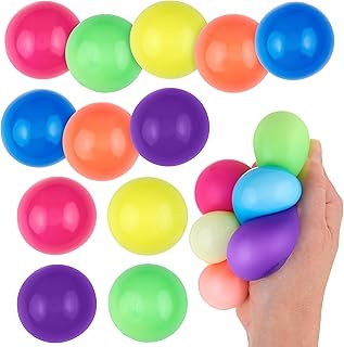 Expressions 12pc Value Pack - Squeeze Balls in Assorted Neon Colors - Fidget Toy Stress Balls for Adults and Kids - Anxiety Relief Items to Squish, Squeeze, Throw and Stick Fidgets for Kids