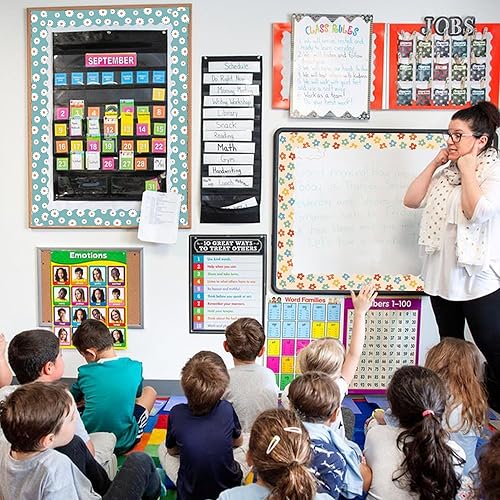 Miniatura 5 de Tablero de anuncios bohemio de 89.6 pies, diseño de los años 70, decoración retro para tablón de anuncios para aula, escuela, oficina, decoración de
