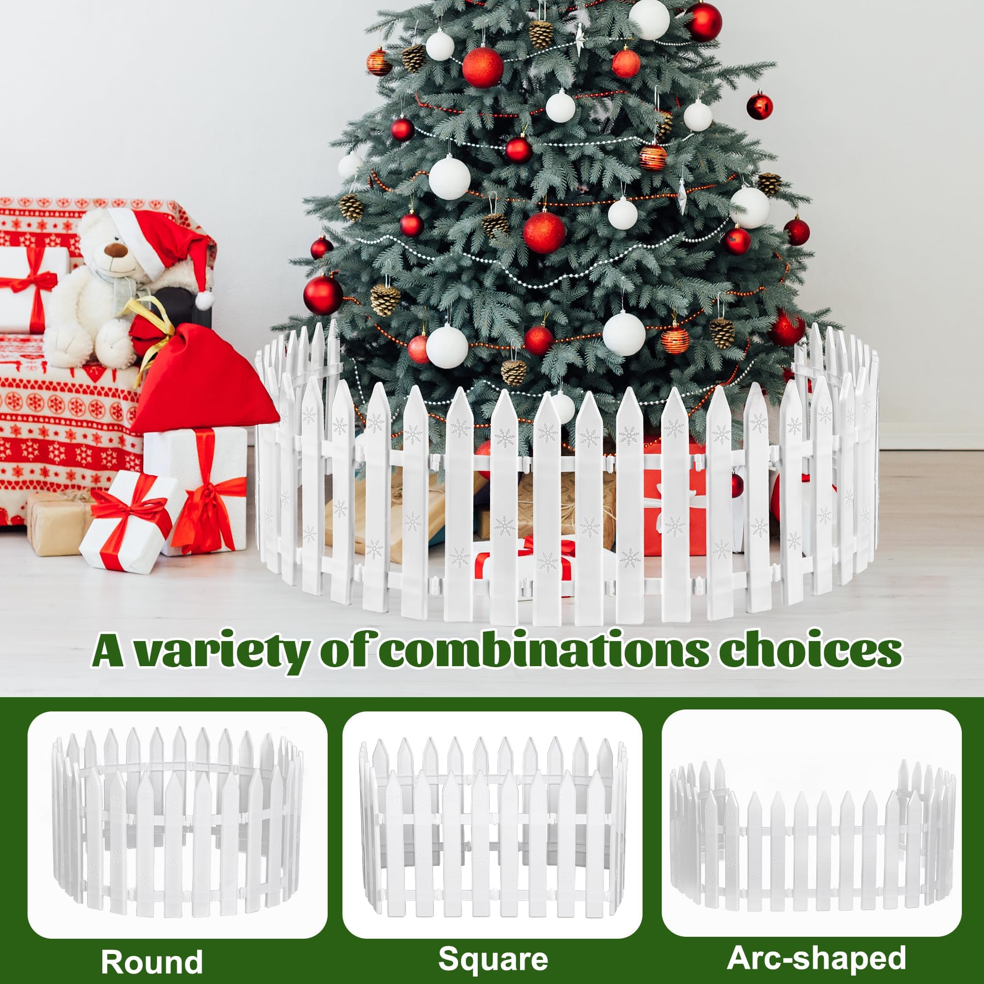 Aodaer 30 Pieces Christmas Tree Fences Plastic White Picket Fence 12 Inches Thick Mini Fence for Christmas Tree Pets Miniature Home Garden Wedding Party Decoration - Image 4