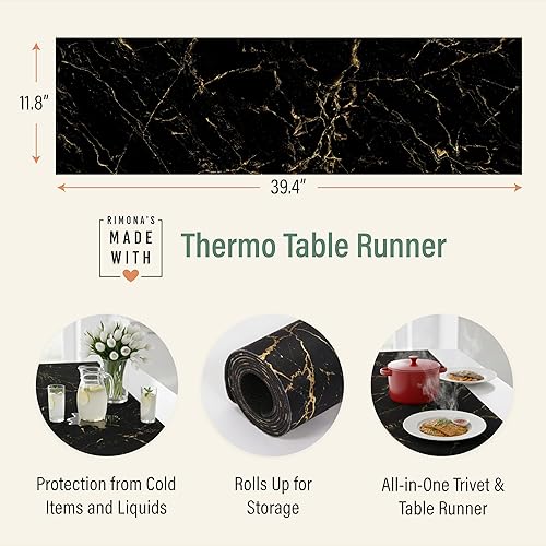 Miniatura 2 de RIMONA'S Camino de mesa térmico resistente al calor y salvamanteles para platos calientes, platos calientes impermeables para proteger la mesa y la