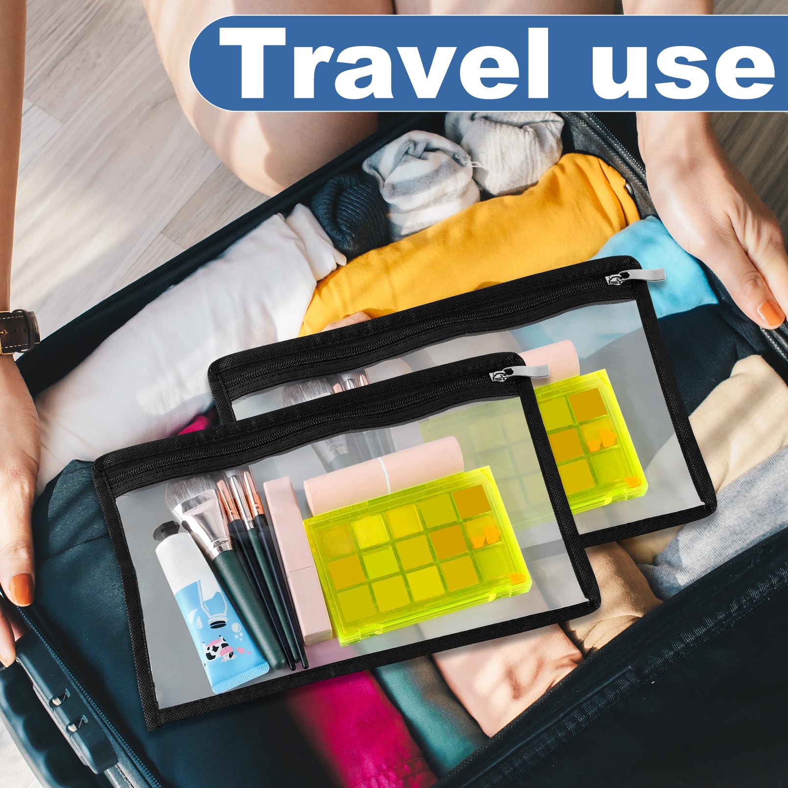 18 bolsas transparentes con cremallera, bolsas organizadoras de cosméticos impermeables de PVC, sobres de almacenamiento de documentos y archivos para suministros del hogar y la oficina (7 x