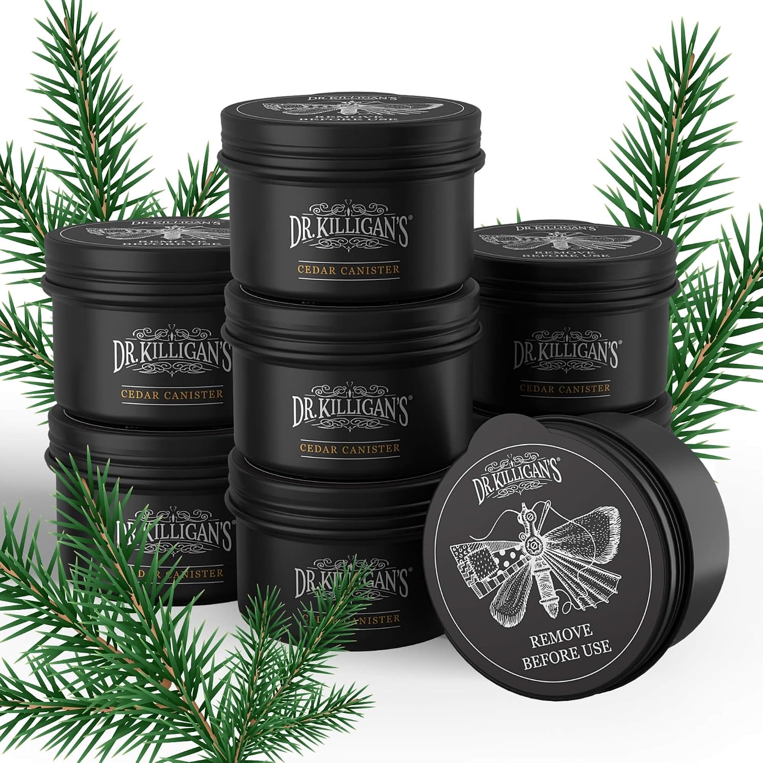 Dr. Killigan's - Cedar Moth Repellent Canisters - 8 Tins for Closets